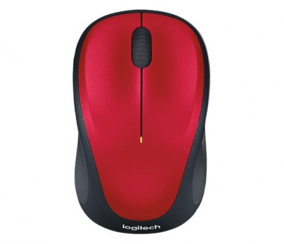 Myš, bezdrôtová, optická, stredná veľkosť, USB, LOGITECH "M235", červená