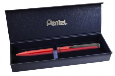 Gélové pero, 0,35 mm, otočné, telo pera: matná červená, PENTEL "EnerGel BL-2507" modrá