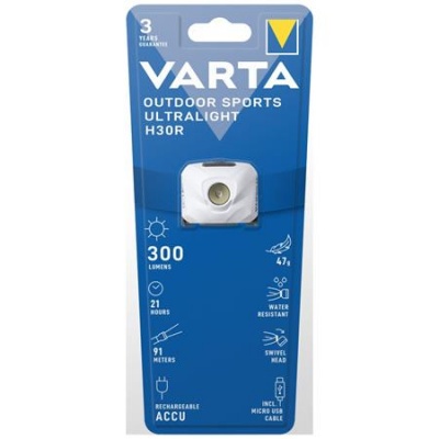 Lampa na hlavu, LED, do exteriéru, VARTA "Ultralight H30R", biela